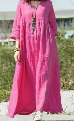 Loose Fitting Dresses, Shirt Dress Casual, Cotton Midi Dress, Necklines For Dresses, Dresses Summer, Rose Dress, Types Of Dresses, Linen Dresses, Mode Inspiration