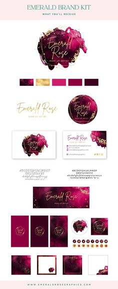 the logo and business card design for emerald brand kit