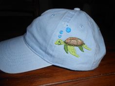 Embroidered Turtle, Embroidery Designs Machine, Mermaid Under The Sea, Different Hats, Patterns Embroidery, Black Baseball Cap, Baby Bloomers, Hat Ideas, Design Embroidery