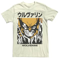 a white t - shirt with an image of wolverine in japanese writing on the front