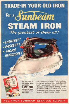 an old iron ad for steam iron