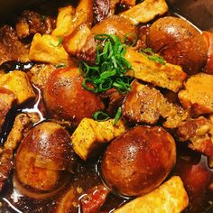 the food is prepared and ready to be eaten in the pot on the stove top