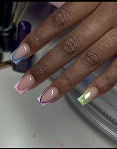 Spring Nail Sets Short, Deep French Tip, Nail Signs, Nail Board, Spring Acrylic Nails, Acrylic Design, Summery Nails, Girly Acrylic Nails