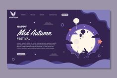 the landing page for happy mid autumn festival with an image of a person flying in the sky