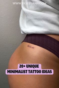 20+ Unique & Dainty Tattoos to Copy - Minimalist Tattoo Ideas Hideable Tattoos For Women, Small Word Tattoo Placement Ideas, Minimalist Bff Tattoo, Tiny Fine Line Tattoo Placement, Small Simple Hip Tattoos, Independent Tattoos For Women, Tattoos From Italy, Small Fine Line Hip Tattoo, Fine Line Tattoo Arm Sleeve