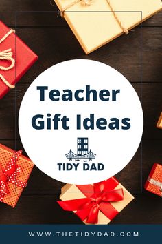 gifts with the words teacher gift ideas on top of it and an image of presents