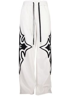 white/black cotton knitted construction cross motif elasticated drawstring waistband wide leg rear patch pocket raw-cut hem Airport Fashion, Pants White, Balenciaga Triple S, New Fashion Trends, Short Suit, Sweaters Knitwear, Mens Activewear, Espadrille Shoes, Drawstring Waistband