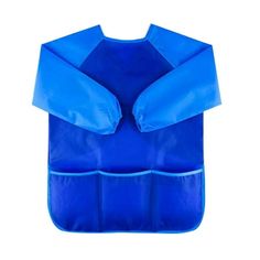 a blue baby seat with three pockets on the front and one pocket in the back