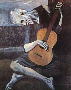 a painting of a man holding a guitar