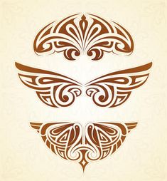 an ornate design with wings and swirls on a beige background - free stock photo