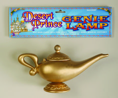 a golden teapot is next to a sign that says desert prince glimf