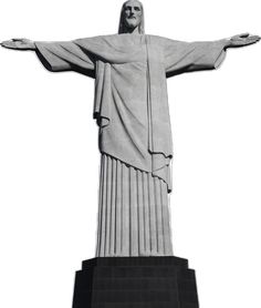 the statue of christ is shown in black and white, with its arms spread out