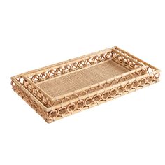 a wicker tray is shown on a white background