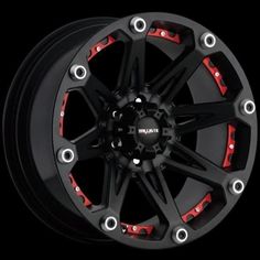 a black and red wheel on a black background