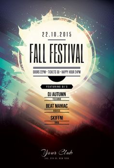 an event poster with the words fall festival written in different font and colors on it