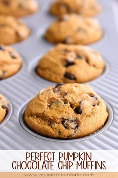 a muffin tin filled with chocolate chip cookies