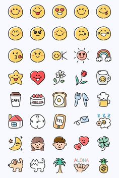 an image of various emoticions on a white background