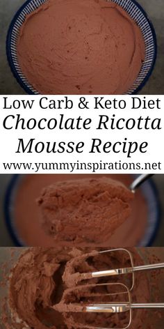 low carb and keto diet chocolate ricotta mousse recipe in a bowl