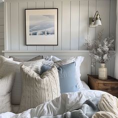 Modern cottage bedroom, winter retreat theme with cool and calming colors like icy blue, soft gray, and snowy white, creating a serene and peaceful space2 Modern Cottage Interior Design, Cottage Color Palette, Modern Cottage Interior, Cottage Colors, Cottage Chairs, Cottage Interior Design, Earthy Neutrals, Restful Bedrooms, Cottage Table