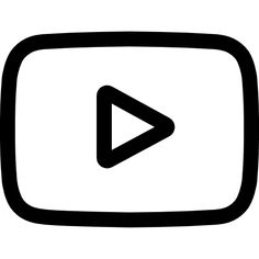 a black and white play button with an arrow pointing to the right on a white background