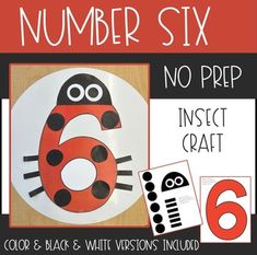 the number six craft is made with construction paper and black and white versions include 6