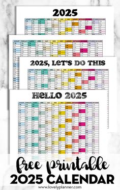 two calendars with the words free printable on them