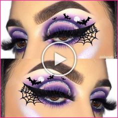 Halloween makeup, Halloween spiderweb eyeliner tutorial, halloween makeup videos #Halloween Halloween Makeup Videos, Halloween Eyeshadow, Makeup Pinterest, Holiday Eyeshadow, Fantasy Make-up, Make Up Designs