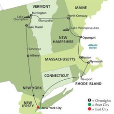 a map showing the locations of new york, new jersey and rhode on it's east coast