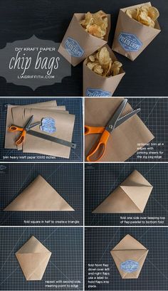 instructions to make a paper bag with scissors