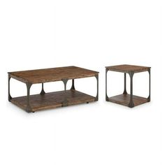 two wooden tables sitting next to each other