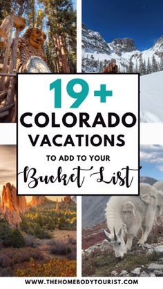 the colorado vacation guide with pictures of mountains, trees and other things to see in it