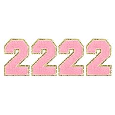 the number 22 in pink and gold sequins on a white background for embroidery