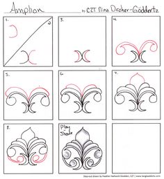 step by step drawing instructions for how to draw an ornament in the shape of a