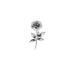 a black and white drawing of a rose