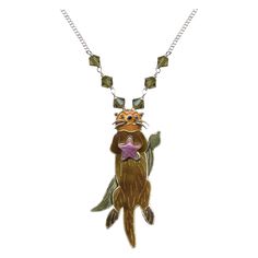 Sea Otter Small Necklace | Available at Bamboo Jewelry Online for $44! Otter Jewelry, Small Necklaces, Simple Elegant Necklace, Bamboo Jewelry, Small Crystals, Finger Plays, Small Necklace, Gems Bracelet