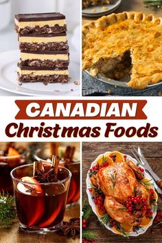 canadian christmas foods and desserts are featured in this collage