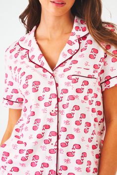 Add a fresh update to your polo sleepwear with our Moby the Whale print! This new version of the original Moby print is designed to bring an updated cult classic to your pajama drawer. Featuring shorts and a matching short-sleeve button-up top, this Pima cotton pajama set is made for a breezy feel on those warmer nights. Button Front Closure Functional Breast Pocket Contrast Piping Detail Mid-Rise Elastic Waist Materials and Care 100% Premium Cotton Machine Wash Cold, With Like Colors Do Not Ble Pajama Drawer, Cotton Pajama Set, Roller Rabbit, Whale Print, Cotton Pajama Sets, Contrast Piping, Elephant Print, Sleepwear & Loungewear, Cotton Pyjamas