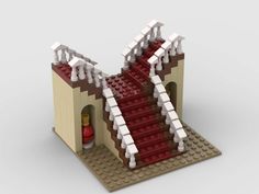 a lego castle with stairs and railings