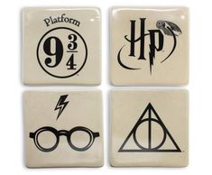 coasters with harry potter symbols on them