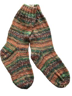 Hand Knit socks.  Wool/nylon blend. Women's sizes 8-9 (medium) or Men's sizes 6-7 (small). Hand Knit Toe Up Socks, Cozy Multicolor Knitted Socks, Warm Multicolor Socks, Retro Multicolor Cotton Socks, Cozy Multicolor Hand-knitted Socks, Hand Knit Socks, Knit Socks, Swaggy Outfits, Casual Socks