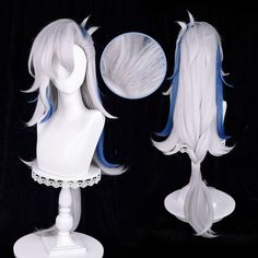 Genshin Impact Neuvillette White with Blue Cosplay Wig ON1310 Embrace the enchanting world of kawaii cosplay with our Genshin Impact Neuvillette White with Blue Cosplay Wig! This wig features a stunning white base with intricate blue highlights, adding a touch of elegance and whimsy to your cosplay looks. 💫 Key Points: 🌸 Exquisite white base with delicate blue highlights for a captivating and magical appearance 🎀 Made from high-quality synthetic fibers for a soft and natural look ✨ Adjustable... Realistic Elsa Wig, Elsa Wig Adult, Genshin Impact Neuvillette, Blue Cosplay Wig, Blue Cosplay, Kawaii Wigs, Clothing Themes, Genshin Impact Cosplay, Egirl Fashion