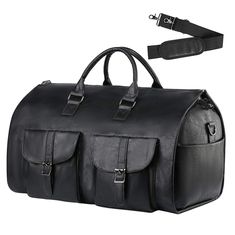 FR Fashion Co. 20" Men's Versatile Leather Duffel Bag Leather Garment Bag, Korea Południowa, Duffel Bags, Garment Bag, Carry On Luggage, Travel Tote, Weekender Bag