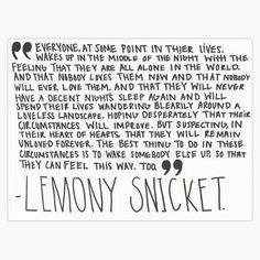 a piece of paper with the words lemony snicket written in black ink