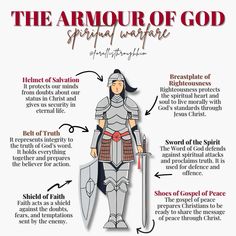 the armor of god is shown in this graphic, with instructions for how to use it