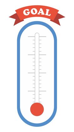 a thermometer with a red ribbon around it that says goal and is on top of