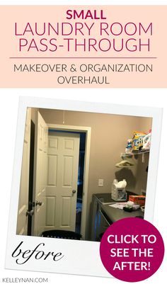 the small laundry room pass through makeover and organization overhausu click to see the after