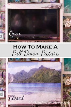 how to make a pull down picture frame with pictures on the wall and below it