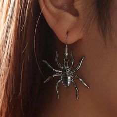 This Unique Pair Is A Wonderful Addition To Your Wardrobe And Your Style; Sure To Get Lots Of Compliments! Great For Halloween Or Anytime! Gsumdh00n0002m4 Creepy Earrings, Gothic Spider, Earrings Punk, Spider Earrings, Dangle Earrings Silver, Earrings Halloween, Costume Earrings, Studs Earrings, Drop Dangle Earrings