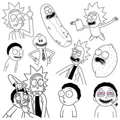 the simpsons family is depicted in this black and white drawing