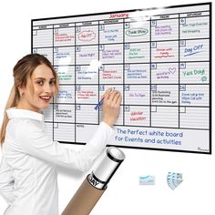 Large Dry Erase Calendar for Wall, 24"x36", Large Wall Calendar Dry Erase, Big Wall Calendar, Whiteboard White Board Calendar, Dry Erase Wall Calendar